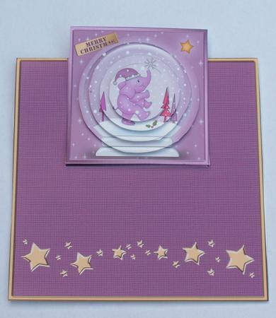 Xmas Elephant Snowglobe No-hole Over the Edge Circle Pyramid by Dawn Jones