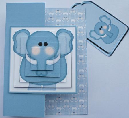 Elephant Capers Fold Back Card by Dawn Jones