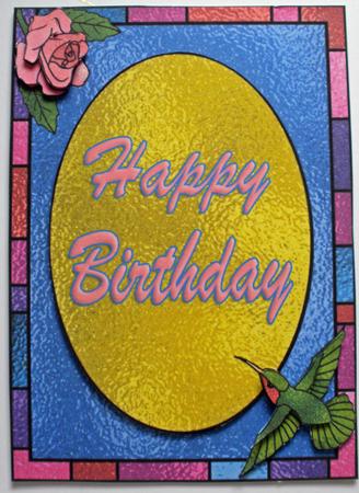 Stained Glass Hummingbird and Rose Card, Birthday,get Well by Dawn Jones