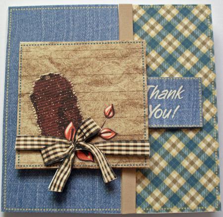 Denim and Plaid Thank You - Male 1 - Quick Card Front by Dawn Jones