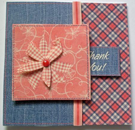 Denim and Plaid Thank You - Female 1 - Quick Card Front by Dawn Jones