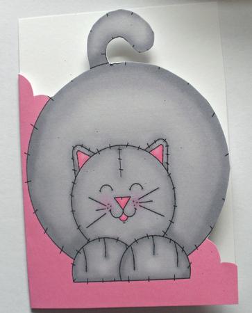 Smokey the Cat A5 Shaped Front Print and Fold Card by Dawn Jones