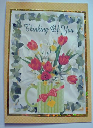 Thinking of You! Pretty Mug with Tulips A4 by Dawn Jones