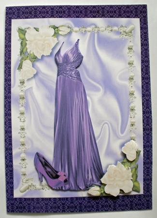 Beautiful Purple Satin Gown with Shoes in Pearl Frame A4 by Dawn Jones