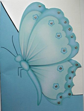 Turquoise Butterfly A5 Shaped Front Print and Fold Card by Dawn Jones