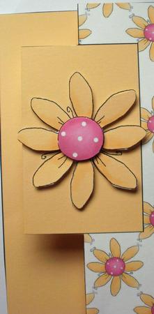 Pink and Yellow Daisy Tall Slim Foldback Card by Dawn Jones