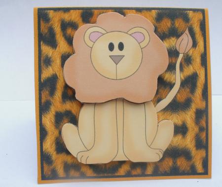 Happy Birthday Lion Age Card with Decoupage Elements by Dawn Jones