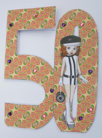 Groovy 60's Girl 50th Birthday Number Shaped Card by Dawn Jones
