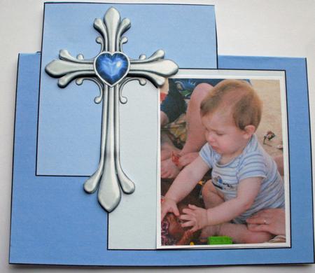 Ornate Cross Over the Edge Card in Blue by Dawn Jones