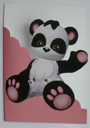 Cute Panda A5 Shaped Front Print and Fold Card by Dawn Jones