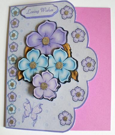 Blooming Blossoms 2 A4 Scallop Edge Card Front by Dawn Jones