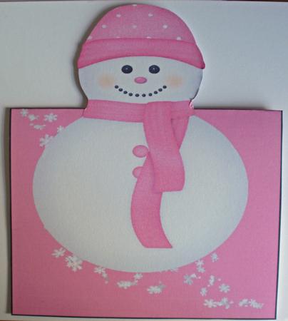 Cute Pink Snowman Over the Edge Card by Dawn Jones