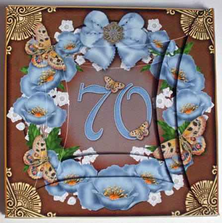 Teal Chocolate Poppy 70 Ring 5in Round Spiral Edge Stacker by Dawn Jones