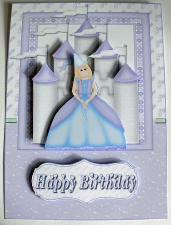 Lilac Princess and Her Castle Card Front Decoupage by Dawn Jones