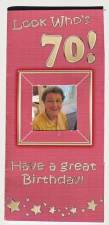 Add a Photo 70th Birthday Card with Easy Fold Frame by Dawn Jones
