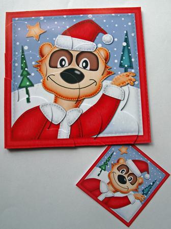 Xmas Eric the Meerkat Shell Edged Corner Side Stacker by Dawn Jones