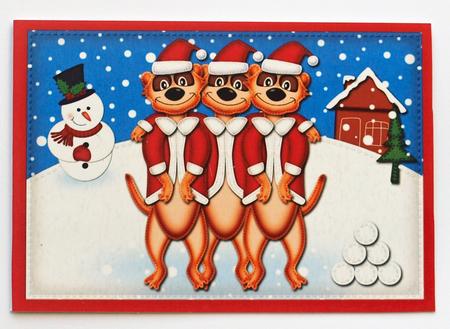 A4 Xmas Meerkats Felties Card Topper by Dawn Jones