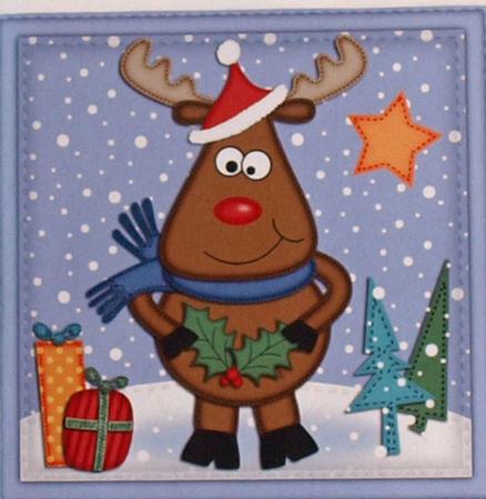 Xmas Rudolph Quick Cut and Fold Card by Dawn Jones