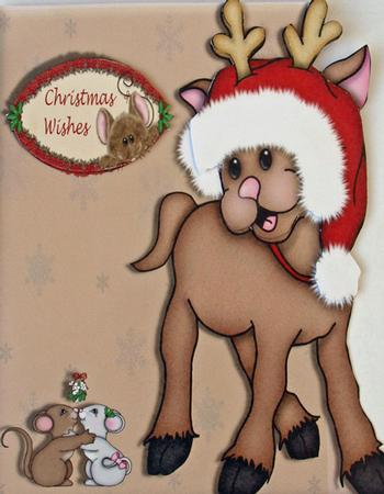 Sweet Rudolph Over the Edge Card Front by Dawn Jones
