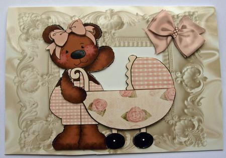 Little Teddy with Pram, A4 Topper by Dawn Jones