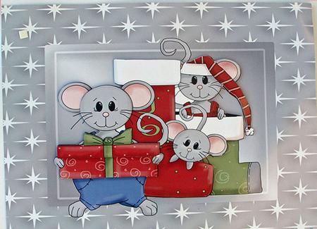 Cute Christmas Mice with Presents by Dawn Jones