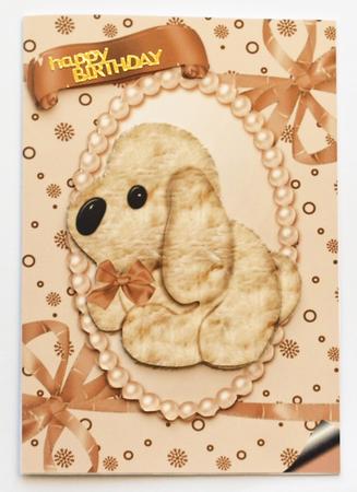 Cute Brown Puppy in Frame with Bows A4 by Dawn Jones