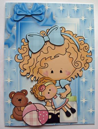 Little Girl with Her Toys in Star Frame A4 by Dawn Jones