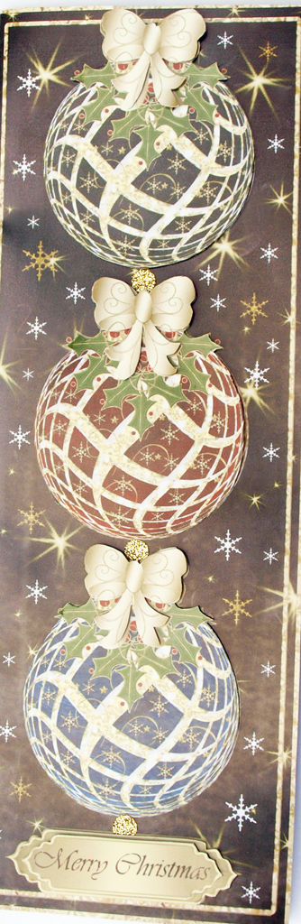 3 Christmas Baubles Dl Card 2 by Dawn Jones