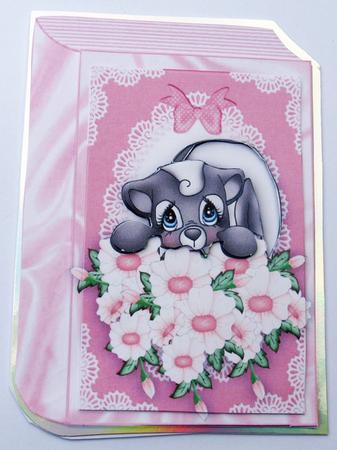 Cute Skunk with Flowers on a Book A4 by Dawn Jones