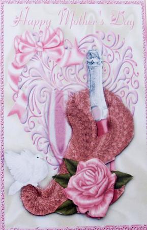 Pamper Mum with Champagne and a Pretty Pink Rose A4 by Dawn Jones