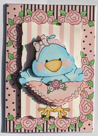 Blue Tweety Bird in Pink Ballerina Dress, A4 Topper by Dawn Jones