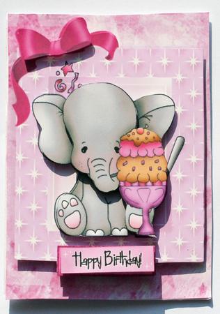Cute Little Elephant in Star Frame with Icecream Sundae A4 by Dawn Jones