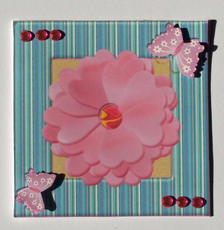 Cute Pink Flower in Frame with Butterflies by Dawn Jones