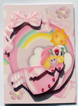 Sweet Little Angel in Pink Rainbow Colours with Bow A4 by Dawn Jones