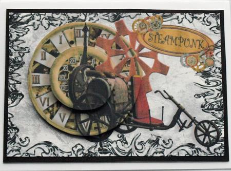 Steampunk Bike in Black Scroll Frame A4 by Dawn Jones