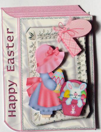 Bonnet Girl with Bunny and Easter Eggs, Folded Book A4 by Dawn Jones