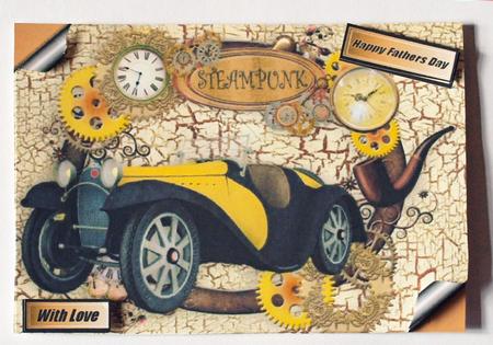 Fathers Day Vintage Car and Steampunk Memories A4 by Dawn Jones