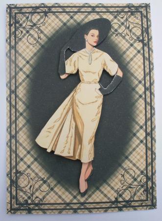 Lady in Cream & Black Card Front by Dawn Jones