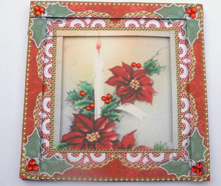 Christmas Candle 1 Spiral Edge Stacker Card Front by Dawn Jones