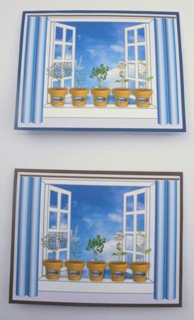 Herb Pots on Window Sill A6 x 2 by Dawn Jones