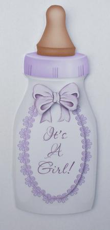 Purple Baby Bottle - Folded Card for Baby Girl by Dawn Jones