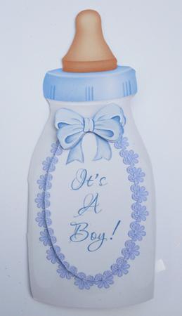 Blue Baby Bottle - Folded Card for Baby Boy by Dawn Jones