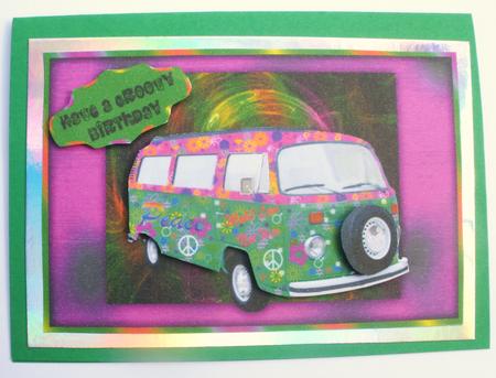 Pink and Green Happy Hippy Birthday by Dawn Jones