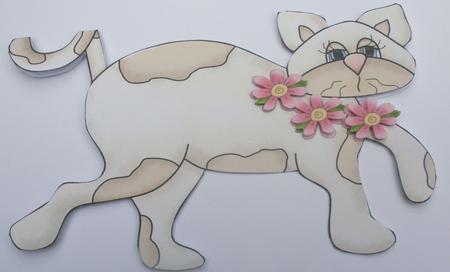 Cat Shaped Car 3D Flowers Around Cats Neck by Dawn Jones
