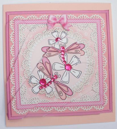Dreamy Dragonflies Quick Card with Fan Pyramage Topper by Dawn Jones