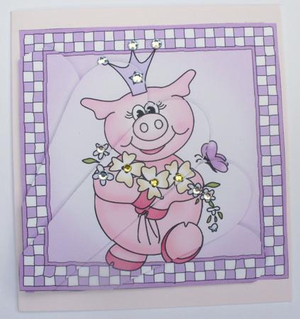 Princess Piggywig Quick Card with Fan Pyramage Topper by Dawn Jones