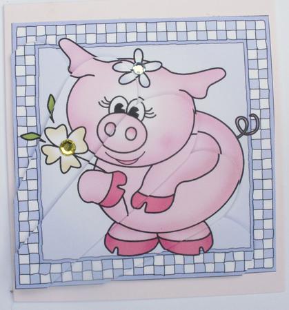 Princess Piggywig Quick Card with Fan Pyramage Topper by Dawn Jones