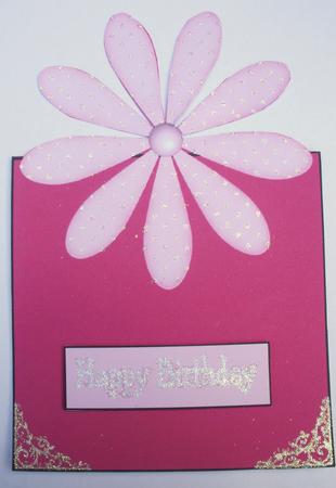 Lazy Daisy Over the Edge Card in Pink by Dawn Jones
