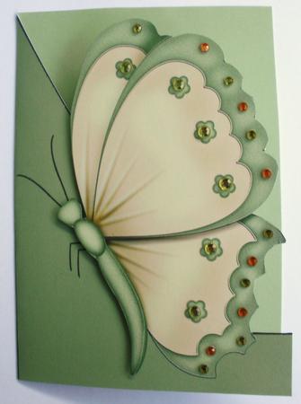 Yellow & Green Butterfly A5 Shaped Front Print and Fold Card by Dawn Jones