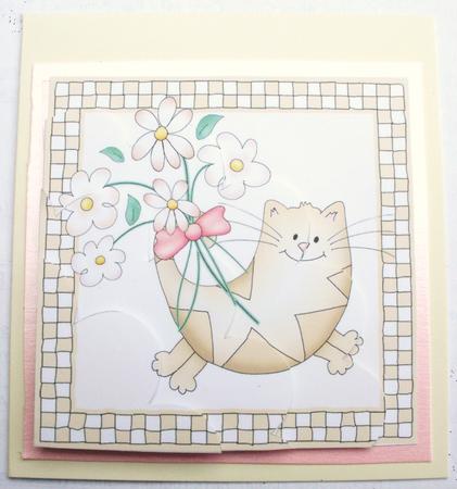 Cute Cat Shell Edged Corner Side Stacker by Dawn Jones